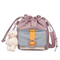 Wholesale Simple Color Matching Drawstring Messenger Canvas Bucket Bag Nihaojewelry main image 6