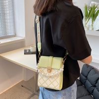 Wholesale Fashion Pearl Chain Plaid Messenger Small Square Bag Nihaojewelry main image 2