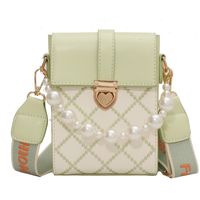 Wholesale Fashion Pearl Chain Plaid Messenger Small Square Bag Nihaojewelry sku image 4