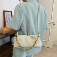 Nihaojewelry Casual Solid Color Folds Single Shoulder Cross-body Thick Chain Handbags Wholesale sku image 1