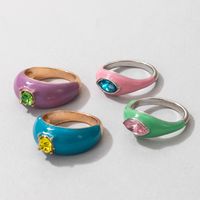 Nihaojewelry Wholesale Jewelry Korean New Colorful Dripping Rhinestone Ring 4-piece main image 3