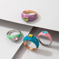 Nihaojewelry Wholesale Jewelry Korean New Colorful Dripping Rhinestone Ring 4-piece main image 5