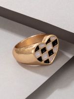 Nihaojewelry Wholesale Jewelry New Heart Black And White Stitching Dripping Oil Ring main image 3