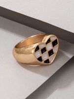 Nihaojewelry Wholesale Jewelry New Heart Black And White Stitching Dripping Oil Ring main image 4