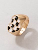 Nihaojewelry Wholesale Jewelry New Heart Black And White Stitching Dripping Oil Ring main image 5