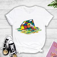 Wholesale Simple Colorful Melting Rubik's Cube Print T-shirt Nihaojewelry main image 1