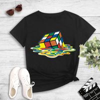 Wholesale Simple Colorful Melting Rubik's Cube Print T-shirt Nihaojewelry main image 3