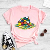Wholesale Simple Colorful Melting Rubik's Cube Print T-shirt Nihaojewelry main image 5