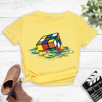 Wholesale Simple Colorful Melting Rubik's Cube Print T-shirt Nihaojewelry main image 6
