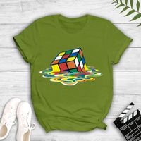 Camiseta Con Estampado De Cubo De Rubik De Fusión Colorida Simple Al Por Mayor Nihaojewelry main image 7