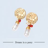 Nihaojewelry Mode Poney Rond Imitation Perle Boucles D&#39;oreilles Bijoux En Gros main image 1