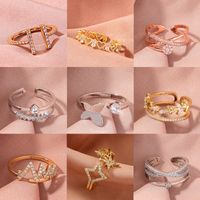 Wholesale Jewelry Micro-inlaid White Zircon Wave Copper Ring Nihaojewelry main image 2