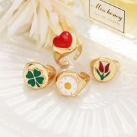 Wholesale Jewelry Retro Heart  Tulip Flower Ring Nihaojewelry main image 3