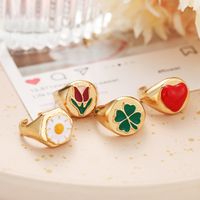 Wholesale Jewelry Retro Heart  Tulip Flower Ring Nihaojewelry main image 4