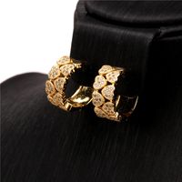 Nihaojewelry Mode Incrusté De Zircon Double Rangée Boucles D&#39;oreilles En Forme De Coeur Bijoux En Gros main image 4