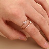 Wholesale Jewelry Micro-inlaid White Zircon Wave Copper Ring Nihaojewelry sku image 7