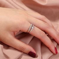 Wholesale Jewelry Micro-inlaid White Zircon Wave Copper Ring Nihaojewelry sku image 8