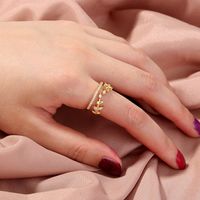 Wholesale Jewelry Micro-inlaid White Zircon Wave Copper Ring Nihaojewelry sku image 16