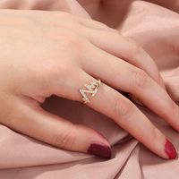 Wholesale Jewelry Micro-inlaid White Zircon Wave Copper Ring Nihaojewelry sku image 10