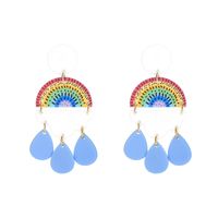 Nihaojewelry Korean Style Rainbow Water Drop Pendant Earrings Wholesale Jewelry sku image 1