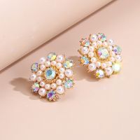 Nihaojewelry Fashion Alloy Color Diamond Flower Earrings Wholesale Jewelry sku image 3