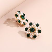 Nihaojewelry Fashion Alloy Color Diamond Flower Earrings Wholesale Jewelry sku image 2