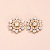 Nihaojewelry Fashion Alloy Color Diamond Flower Earrings Wholesale Jewelry sku image 1