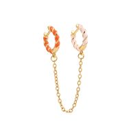 Wholesale Jewelry Simple Color Twisted With Chain Copper Earrings Nihaojewelry sku image 1