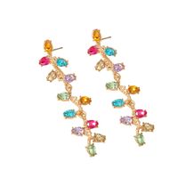 Nihaojewelry Fashion Alloy Inlaid Gemstones Geometric Long Earrings Wholesale Jewelry sku image 2