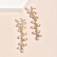 Nihaojewelry Fashion Alloy Inlaid Gemstones Geometric Long Earrings Wholesale Jewelry sku image 4