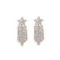 Nihaojewelry Exaggerated Five-pointed Star Diamond Long Tassel Earrings Wholesale Jewelry sku image 1