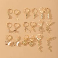 Vente En Gros Bijoux Simples Boucles D&#39;oreilles Papillon Lune Rose Ensemble De 9 Pièces Nihaojewelry sku image 2