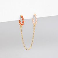 Wholesale Jewelry Simple Color Twisted With Chain Copper Earrings Nihaojewelry main image 3