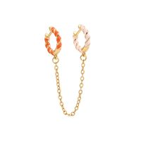 Wholesale Jewelry Simple Color Twisted With Chain Copper Earrings Nihaojewelry main image 5