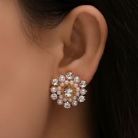 Nihaojewelry Fashion Alloy Color Diamond Flower Earrings Wholesale Jewelry main image 1