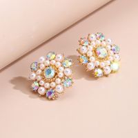 Nihaojewelry Fashion Alloy Color Diamond Flower Earrings Wholesale Jewelry main image 4