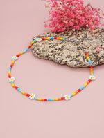 21 Glass Beads Handmade Beaded Stainless Steel Lobster Clasp Rainbow Little Daisy Necklace Women's Simple Clavicle Necklace main image 5