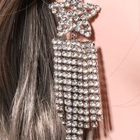 Nihaojewelry Exaggerated Five-pointed Star Diamond Long Tassel Earrings Wholesale Jewelry main image 1