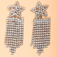 Nihaojewelry Exaggerated Five-pointed Star Diamond Long Tassel Earrings Wholesale Jewelry main image 3