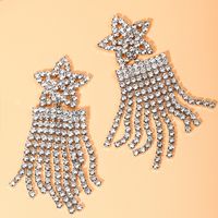 Nihaojewelry Exaggerated Five-pointed Star Diamond Long Tassel Earrings Wholesale Jewelry main image 4