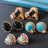 Vente En Gros Bijoux Rétro Boucles D&#39;oreilles En Pierres Précieuses Bleues Vertes Nihaojewelry main image 6