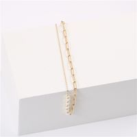 Wholesale Jewelry Fashion Pearl Chain Stitching Asymmetrical Titanium Steel Necklace Nihaojewelry main image 6