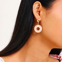 Wholesale Jewelry Retro Color Matching Rhombus Stitching Earrings Nihaojewelry main image 4