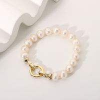 Wholesale Jewelry Fashion Freshwater Pearl Round Buckle Stainless Steel Bracelet Nihaojewelry main image 5