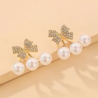 Nihaojewelry Korean Style Pearl Rhinestone Bow Earrings Wholesale Jewelry main image 2