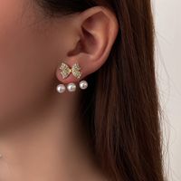 Pendientes De Lazo De Diamantes De Imitación De Perlas De Estilo Coreano De Nihaojewelry, Joyería Al Por Mayor main image 5