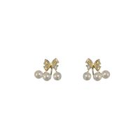 Nihaojewelry Korean Style Pearl Rhinestone Bow Earrings Wholesale Jewelry main image 6