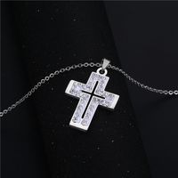 Wholesale Jewelry Simple Cross Inlaid Diamond Stainless Steel Necklace Nihaojewelry main image 4