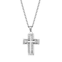 Wholesale Jewelry Simple Cross Inlaid Diamond Stainless Steel Necklace Nihaojewelry main image 6