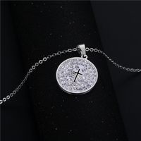 Wholesale Jewelry Simple Hollow Cross Round Pendant Stainless Steel Necklace Nihaojewelry main image 4